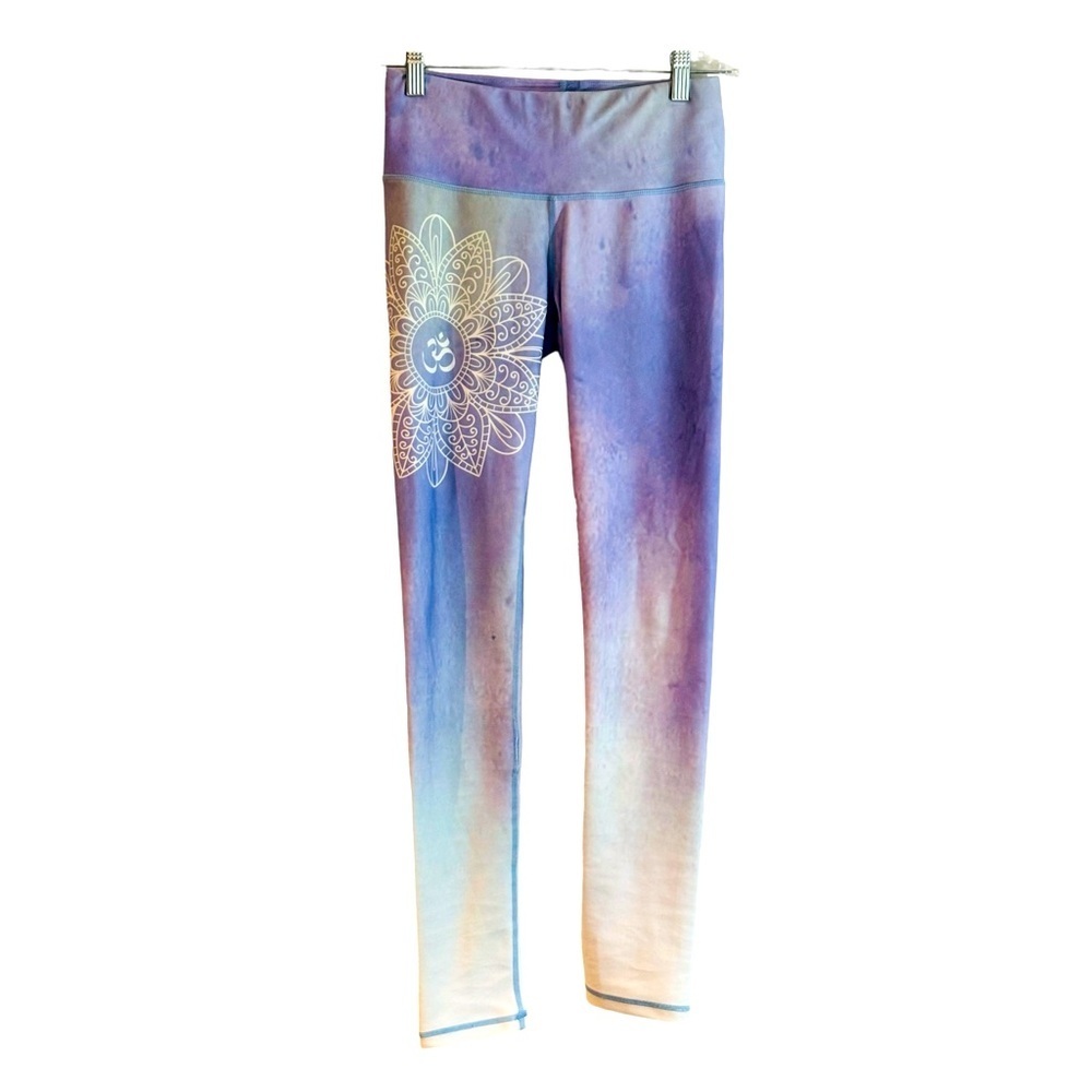 💕🧘‍♂️FAY WITH LOVE SMALL PURPLE WHITE MANDALA YOGA LEGGINS POLYESTER💕🧘🏼‍♀️